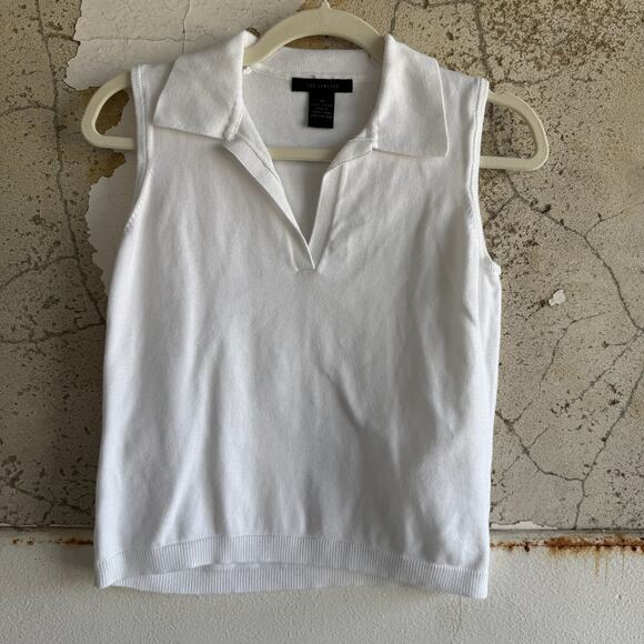 The Limited Tops - Y2K Sleeveless Preppy Knit Collared Top Cotton Polo Tank Medium